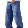jeans for men | denim jeans | baggy fit | wide leg | patchwork style | street fashion | casual wear (u 26 27)