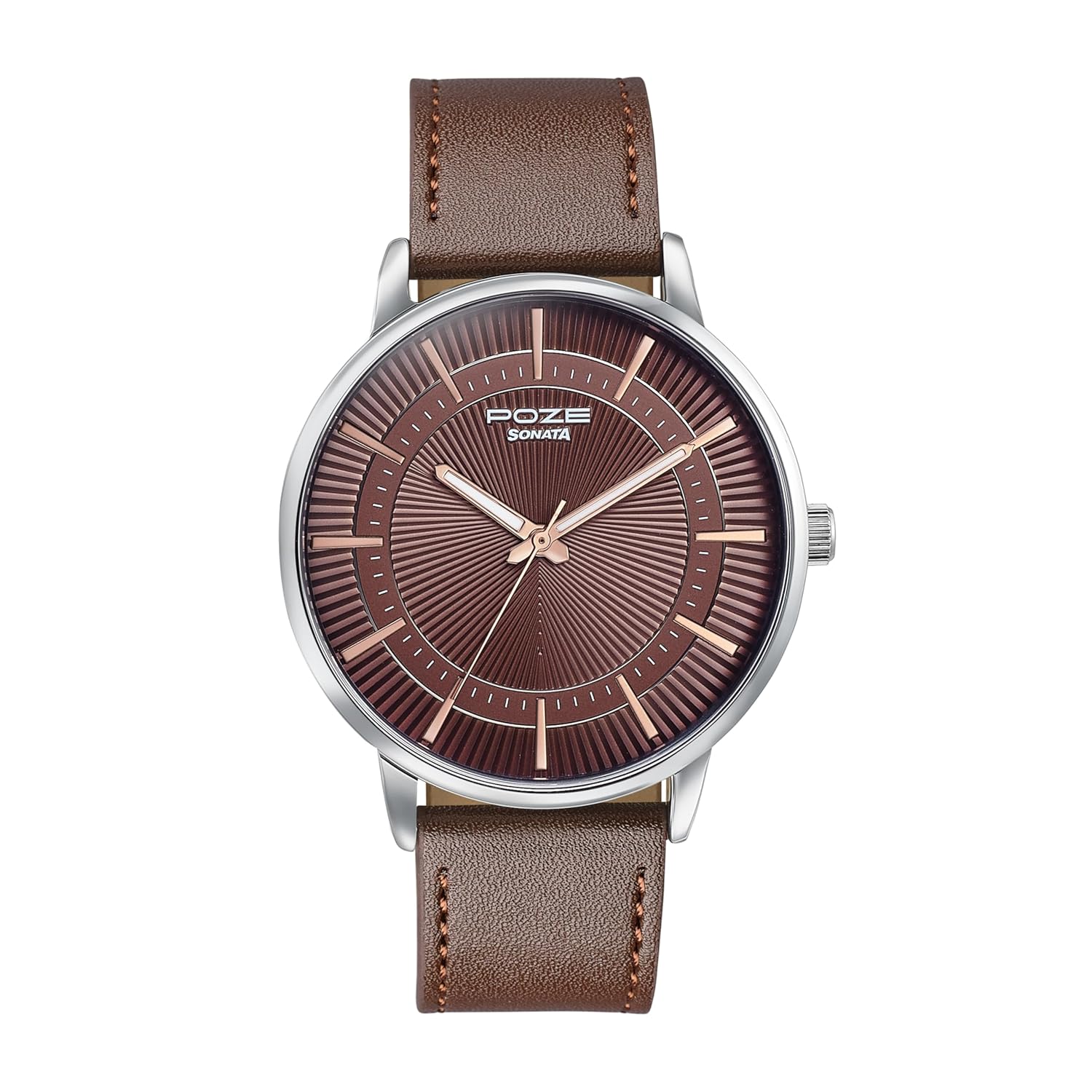 sonata poze 6 strokes and stroll quartz brown round dial men's watch | leather strap material | watches for men analog sp70076sl01 sonata poze 6 strokes and stroll quartz brown round dial men's watch | leather strap material | watches for men analog sp70076sl01